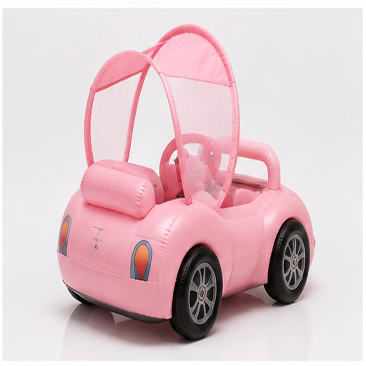 AquaVroom pink inflatable pool car, rear three-quarter view