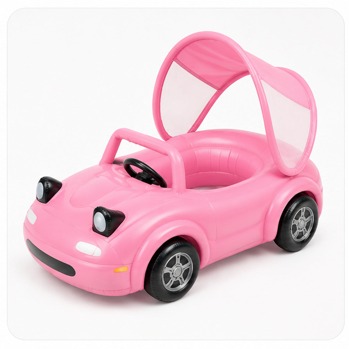 AquaVroom pink inflatable pool car on white background